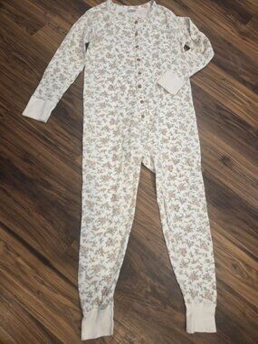 Vintage Duofold Floral Union Suit Womens M/L Drop Seat Trap Door Long Johns